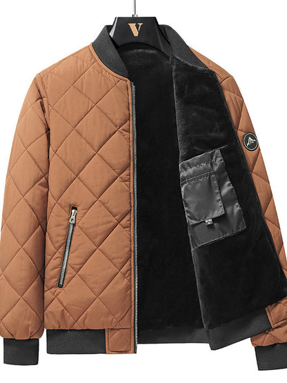 Rhombic-sewing Winter Baseball Jacket For Men