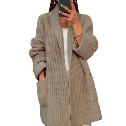 Lapel Knitted Cardigan With Pockets