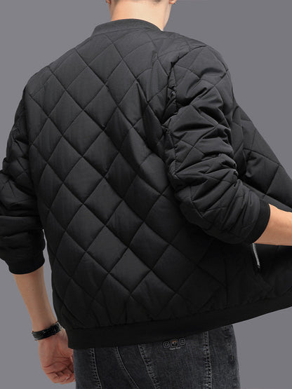 Rhombic-sewing Winter Baseball Jacket For Men