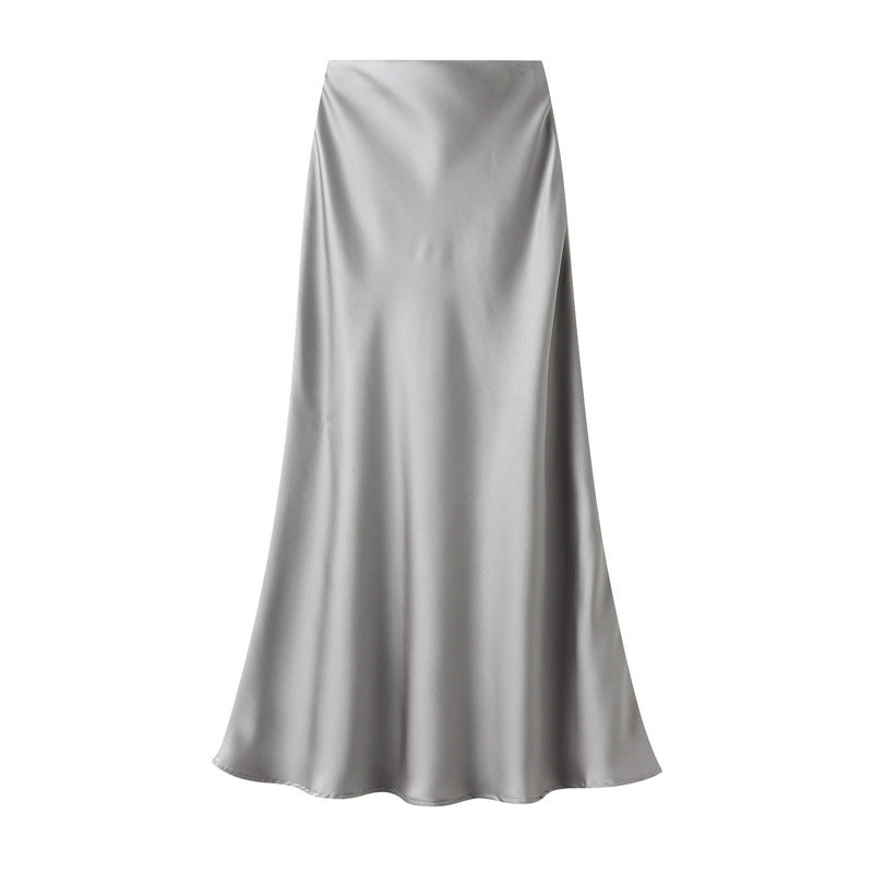 High-grade Draping Silky Satin Skirt Para sa Babae