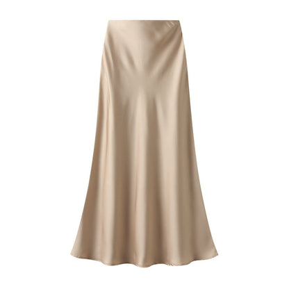 High-grade Draping Silky Satin Skirt Para sa Babae