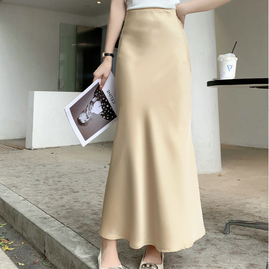 High-grade Draping Silky Satin Skirt For Women