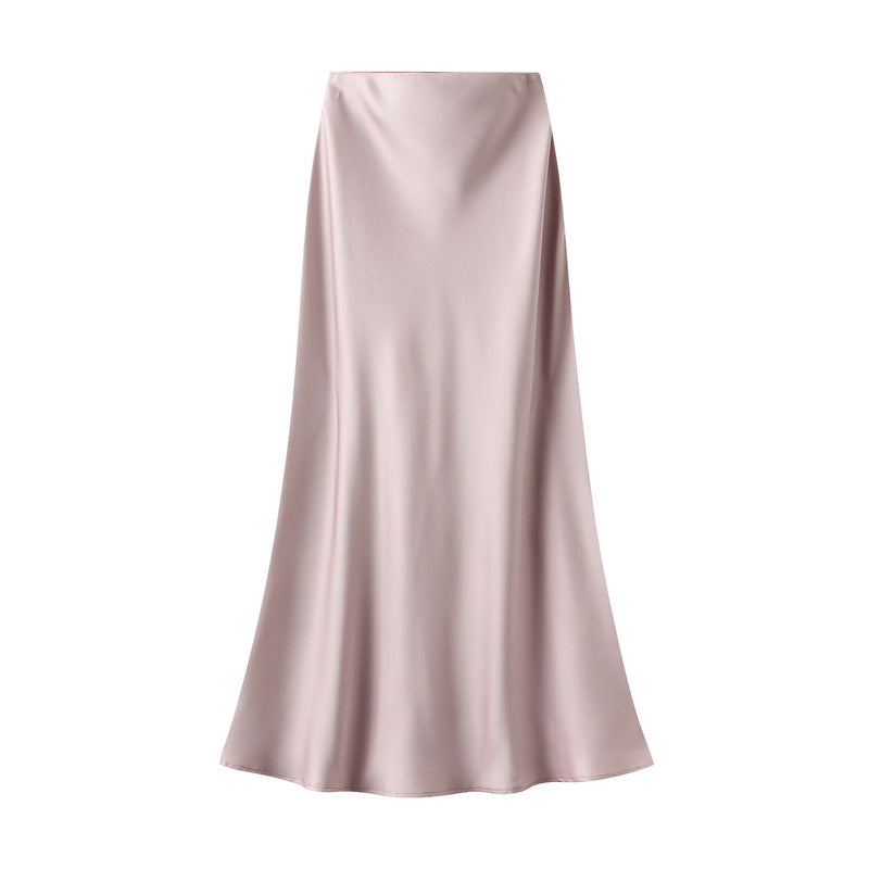 High-grade Draping Silky Satin Skirt Para sa Babae