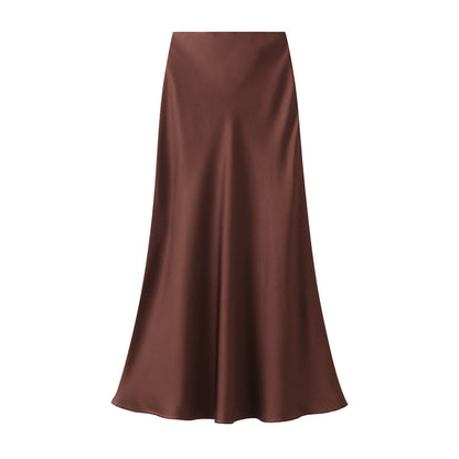 High-grade Draping Silky Satin Skirt Para sa Babae