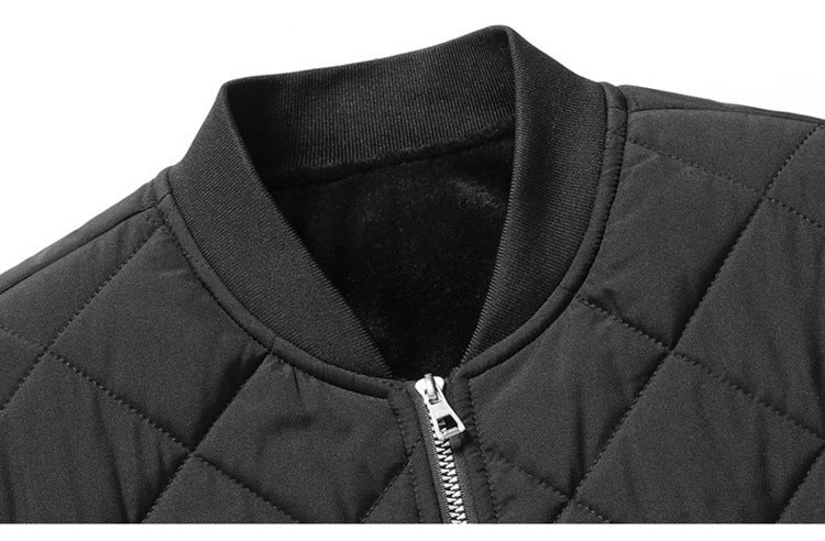 Rhombic-sewing Winter Baseball Jacket For Men