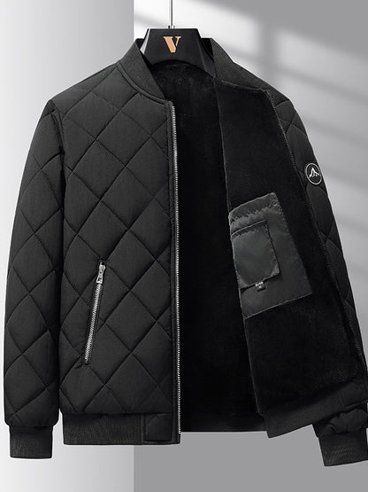 Rhombic-sewing Winter Baseball Jacket For Men