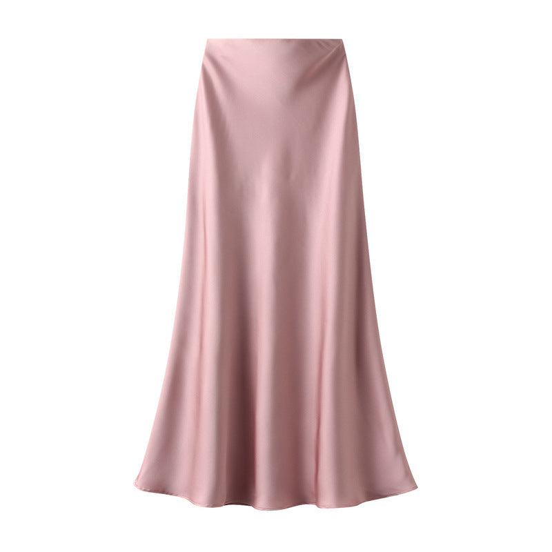 High-grade Draping Silky Satin Skirt Para sa Babae