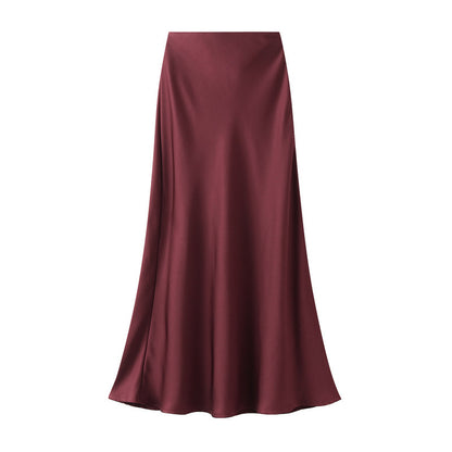 High-grade Draping Silky Satin Skirt Para sa Babae