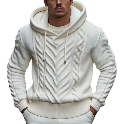 European And American Men's Long Sleeved Hooded Knitted Sweater