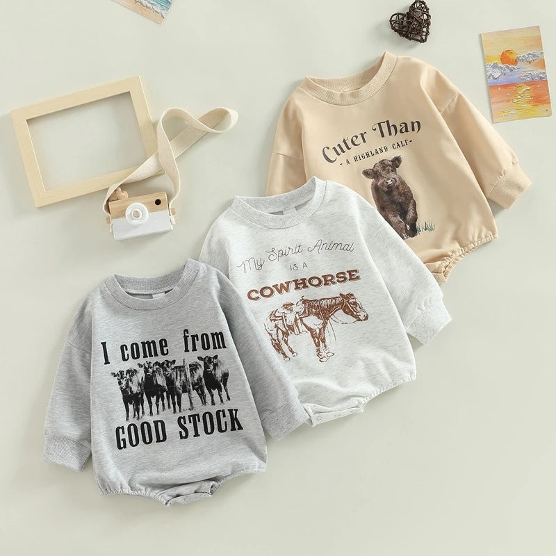 Baby Toddler Letter Animal Print Romper