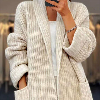 Lapel Knitted Cardigan With Pockets