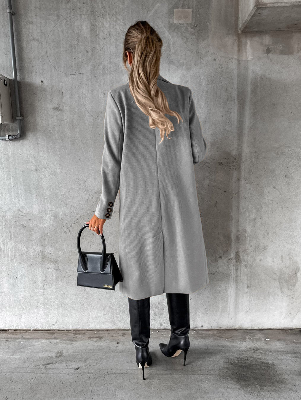 Long Sleeve Lapel Coat Winter Fashion Solid Double Breasted Slim Long Jacket Womens Clothing