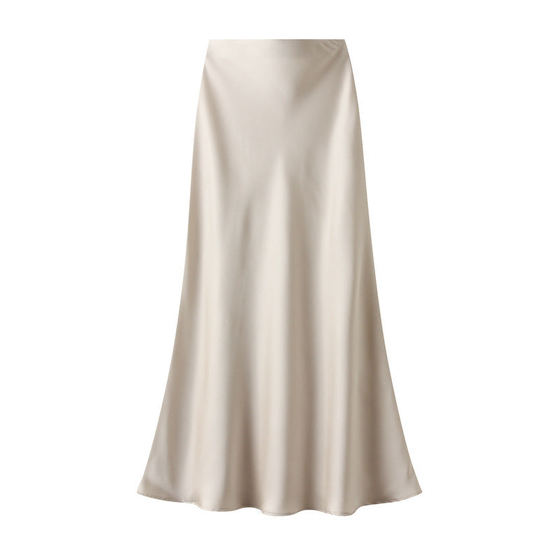 High-grade Draping Silky Satin Skirt Para sa Babae