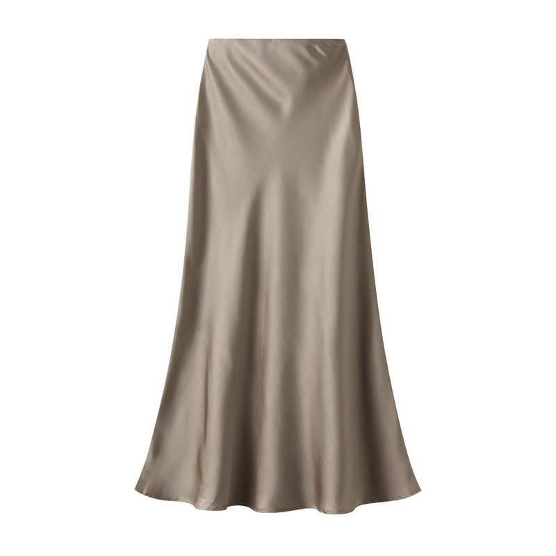 High-grade Draping Silky Satin Skirt Para sa Babae