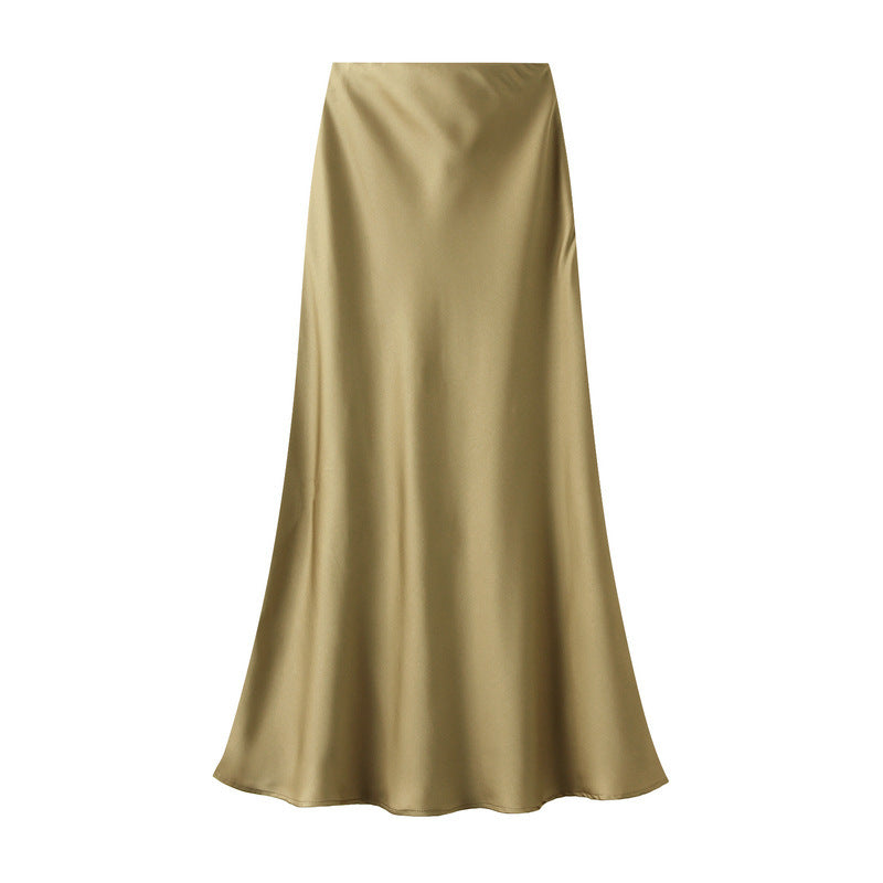 High-grade Draping Silky Satin Skirt Para sa Babae