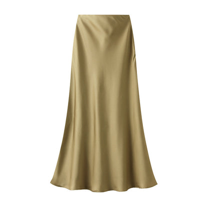 High-grade Draping Silky Satin Skirt Para sa Babae