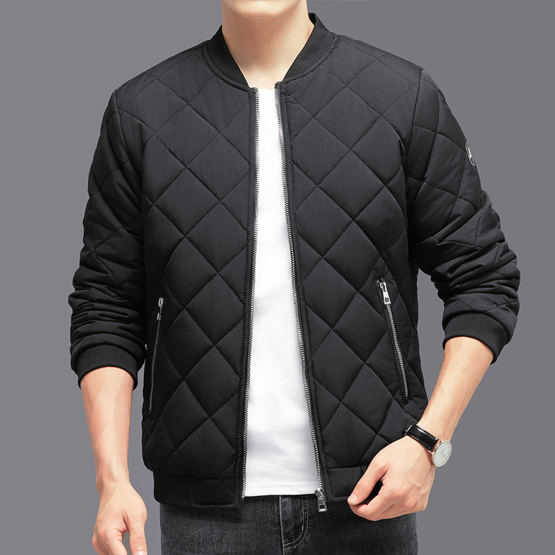 Rhombic-sewing Winter Baseball Jacket For Men