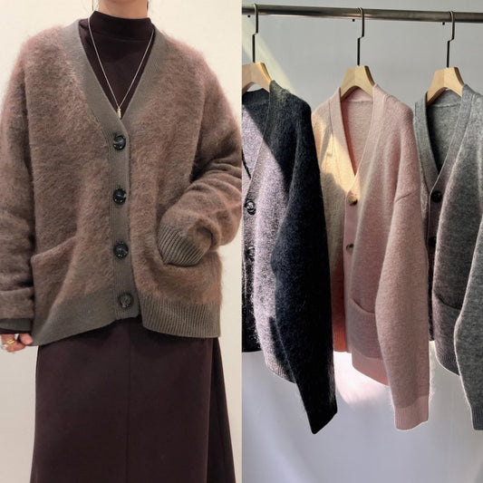 Makapal na Long Sleeves Wool Knitted Coat Para sa Babae