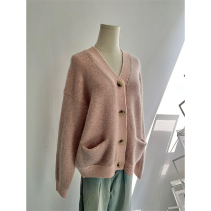 Manteau tricoté en laine épaisse à manches longues pour femme